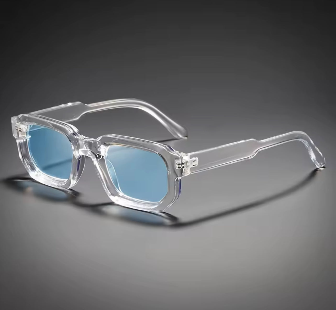 Classic Square Transparent Blue Sunglasses