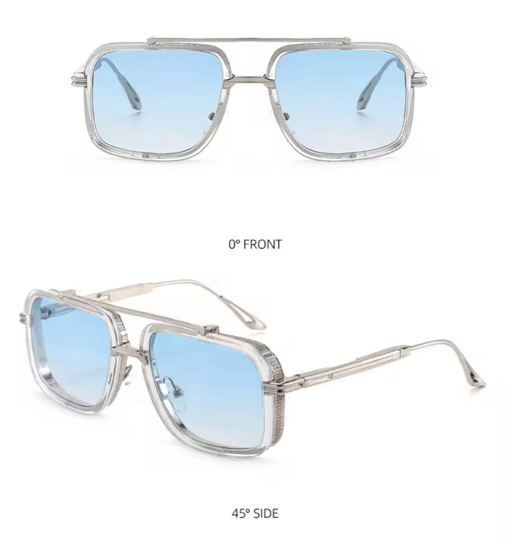 Blue Silver Steampunk Sunglasses