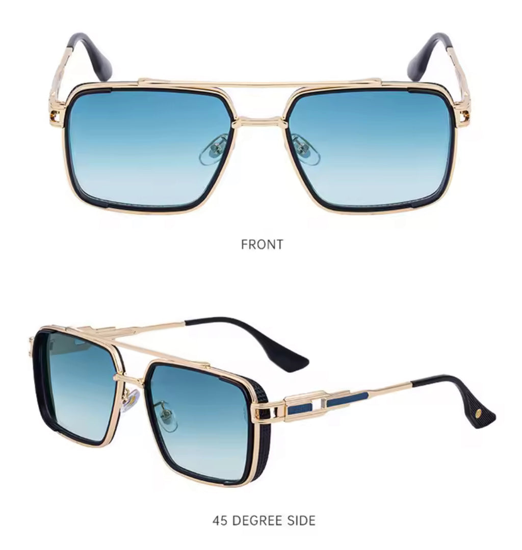 Retro Oval Blue Sunglasses