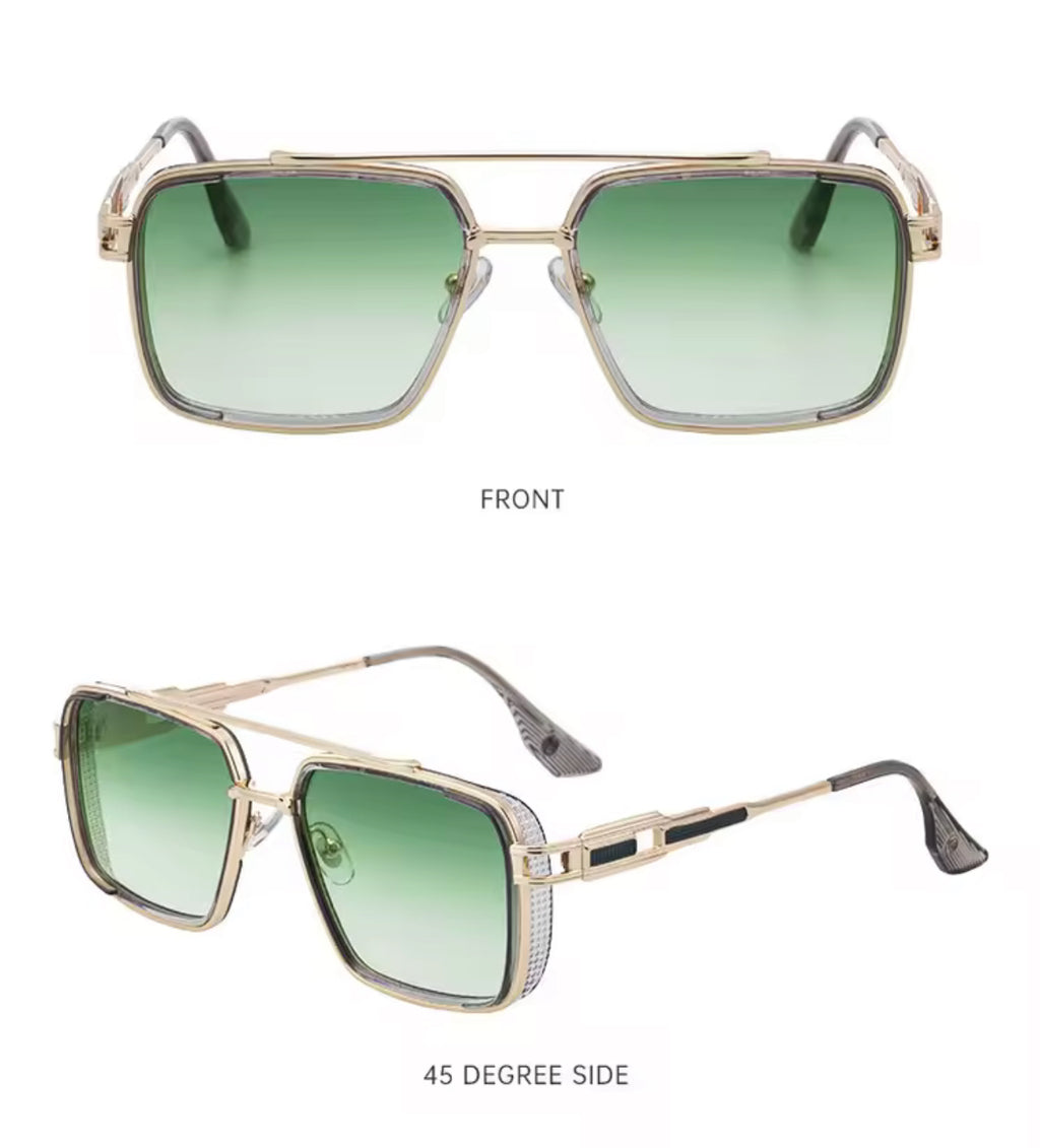 Retro Oval Green Sunglasses