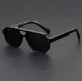 Vintage Punk Style Polarized Square Black Pilot Sunglasses