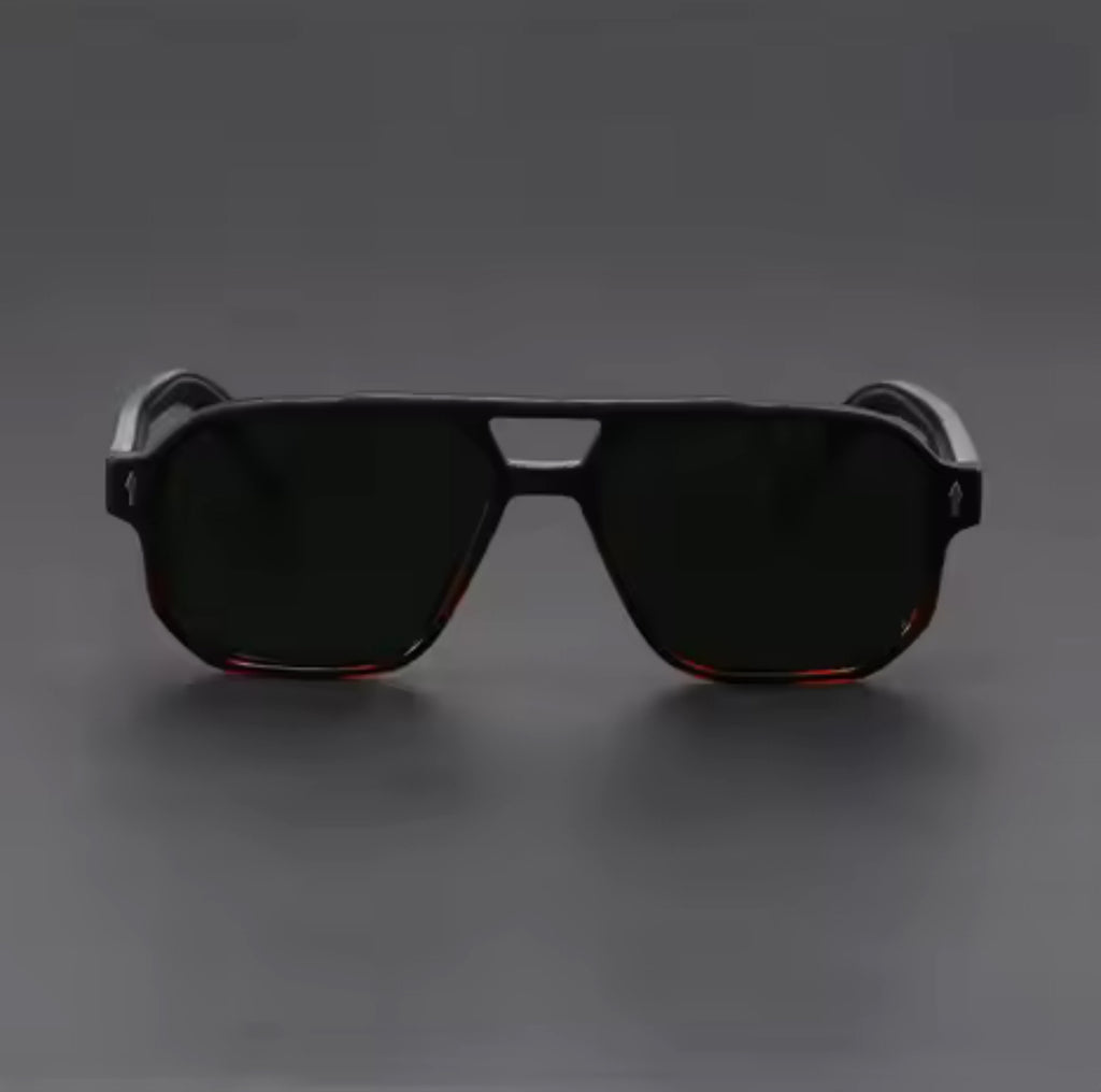 Vintage Punk Style Polarized Square Black Leopard Pilot Sunglasses