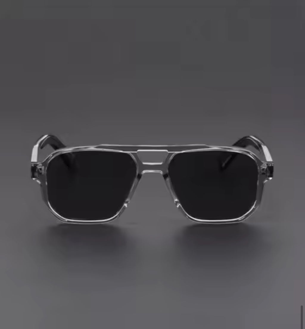Vintage Punk Style Polarized Square Grey Pilot Sunglasses