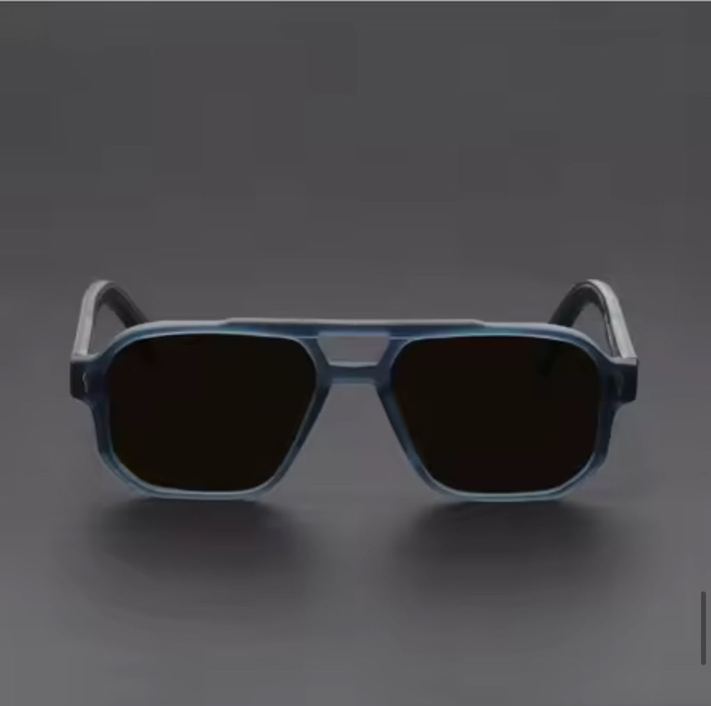 Vintage Punk Style Polarized Square Blue Pilot Sunglasses