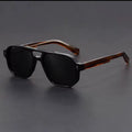 Vintage Punk Style Polarized Square Black Floral Pilot Sunglasses