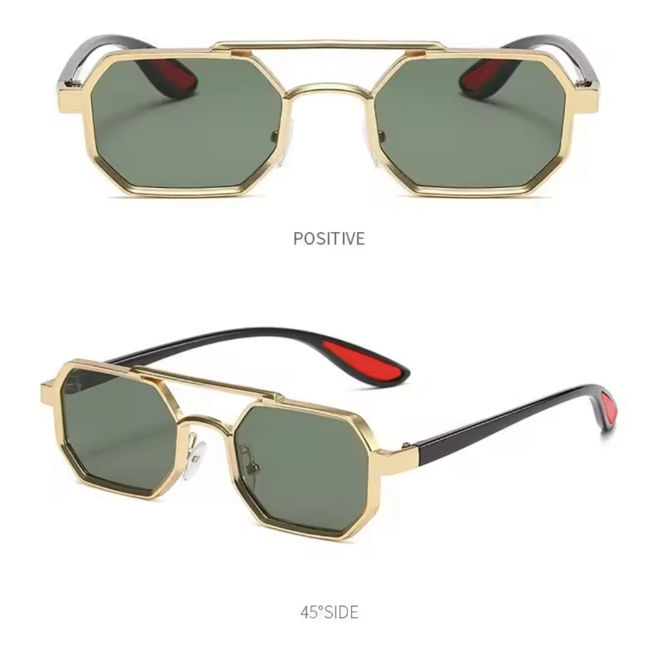 Golden Octagonal Polarized Sunglasses