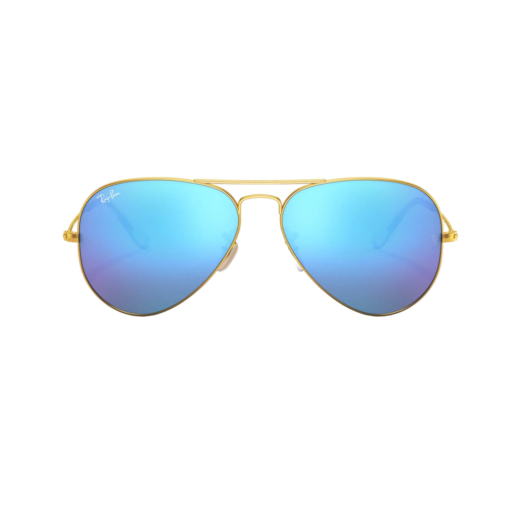 RayBan Original Classic 3025 112-17 Aviator Flash Lenses Matte Gold Sunglasses