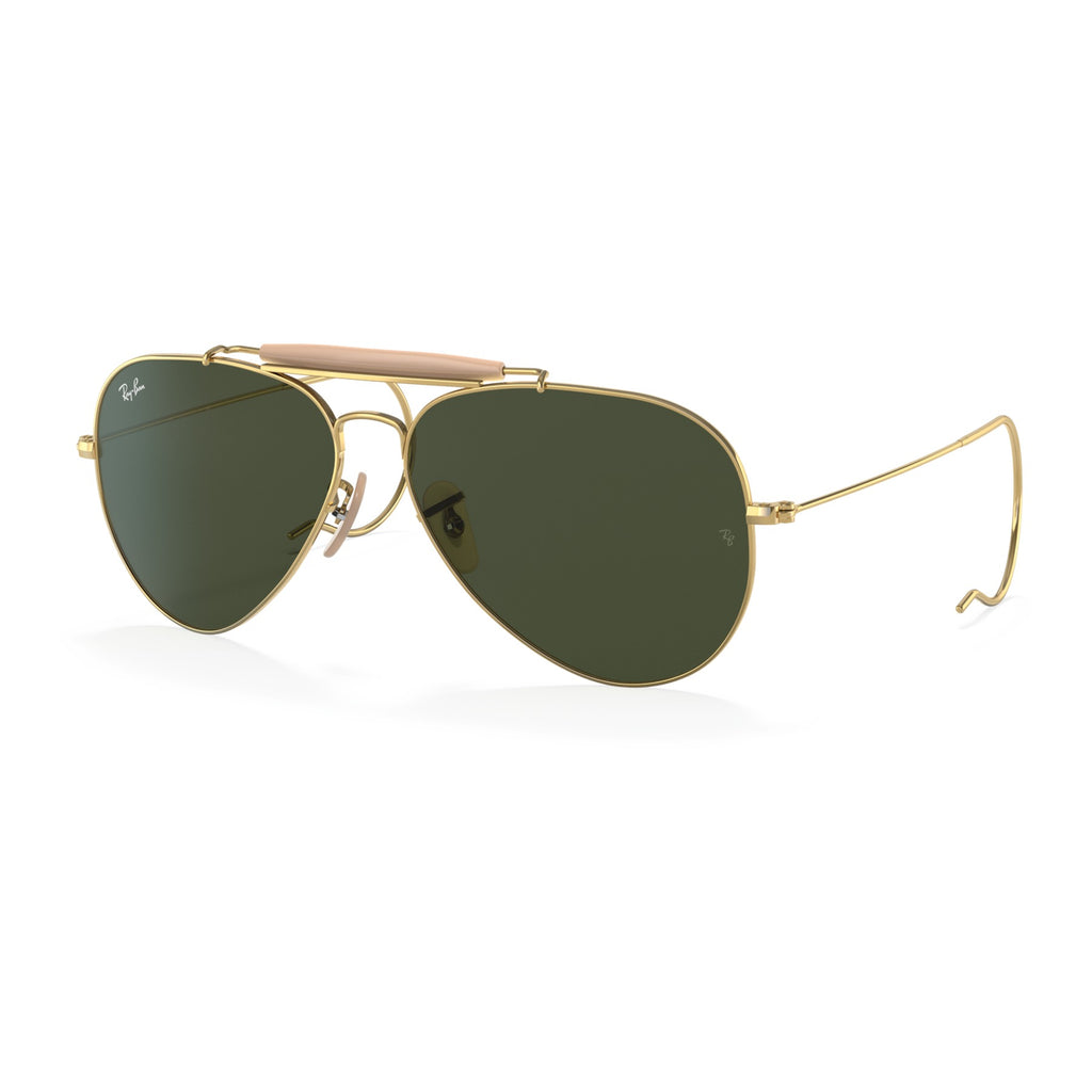 RayBan Original Classic 3030 L0216 Outdoorsman Polished Gold Rim Sunglasses