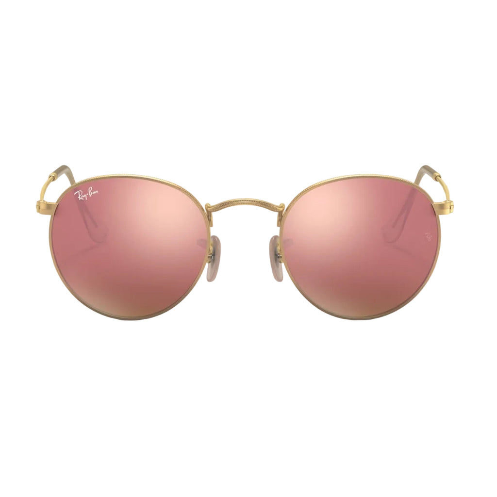 RayBan Original Classic 3447 112-Z2 Round Flash Lenses Matte Gold Sunglasses