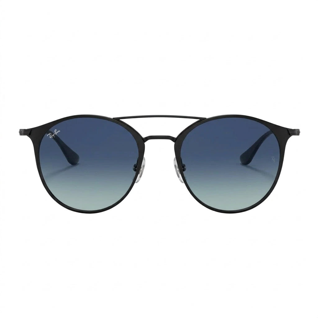 RayBan Original Classic 3546 002 32 Erika Metal Double Bridge Polished Black Over Matte Blue Sunglasses