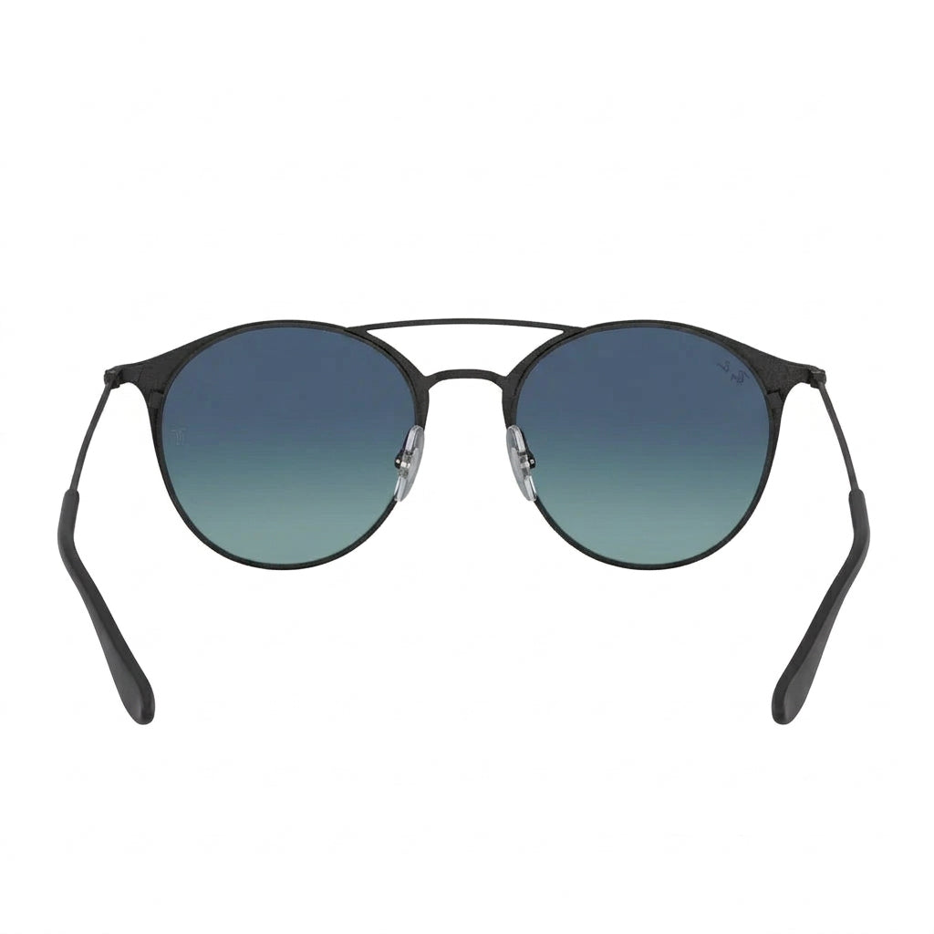 RayBan Original Classic 3546 002 32 Erika Metal Double Bridge Polished Black Over Matte Blue Sunglasses