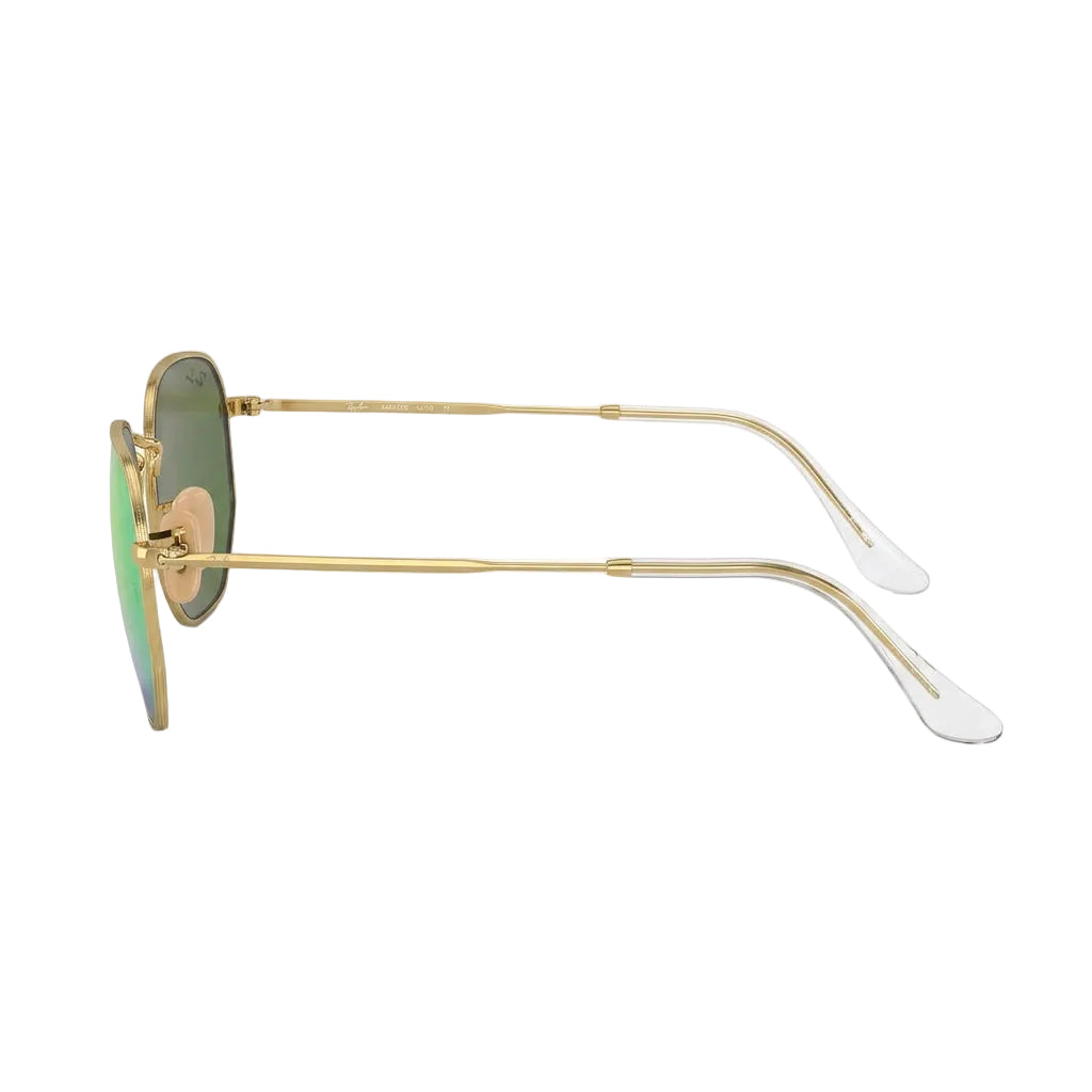 RayBan Original Classic 3548 112 19 Hexagonal Polished Gold Rim Green Mirror Sunglasses