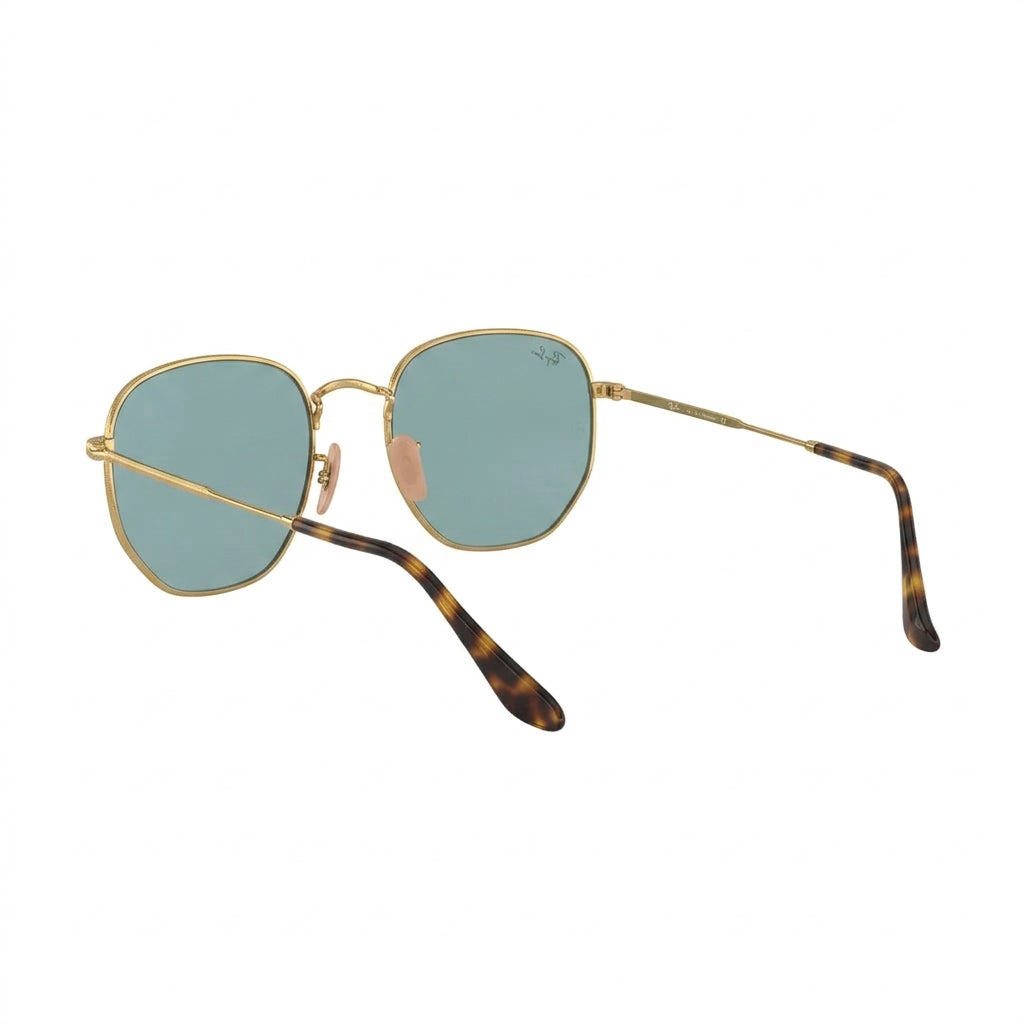 RayBan Original Classic 3548 001 30 Hexagonal Polished Gold Rim Silver Mirror Sunglasses