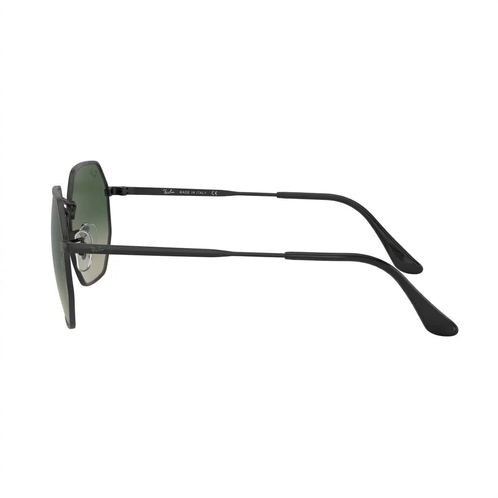 RayBan Original Classic 3556 002 Octagonal Polished Black Metal Rim Dark Green Sunglasses
