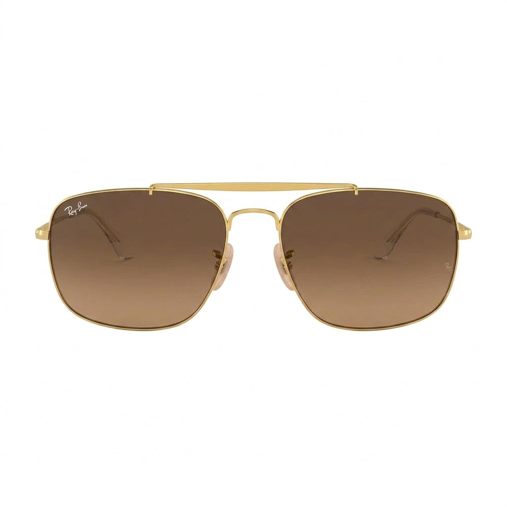 RayBan Original Classic 3560 9104 43 The Colonel Polished Gold Rim Arista Brown Sunglasses
