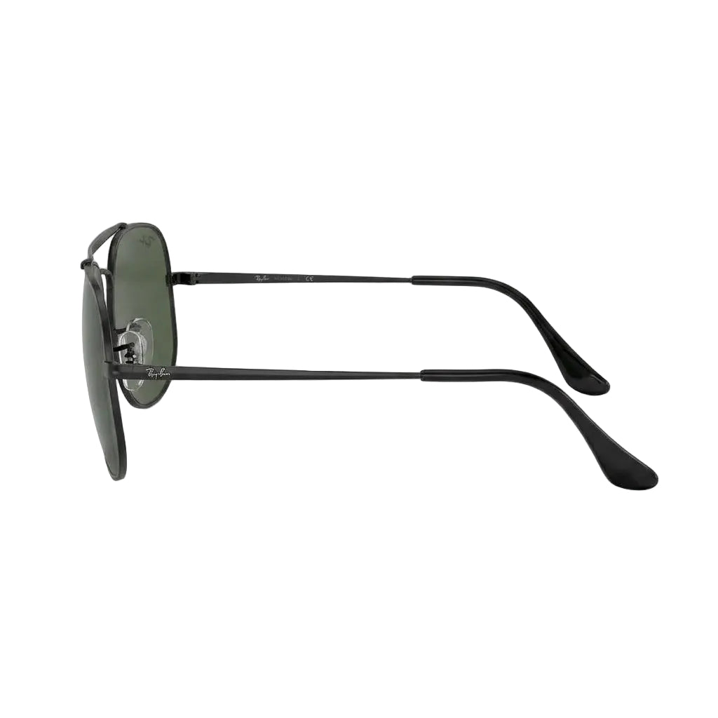 RayBan Original Classic 3561 002 The General Polished Black Metal Rim Dark Green Sunglasses