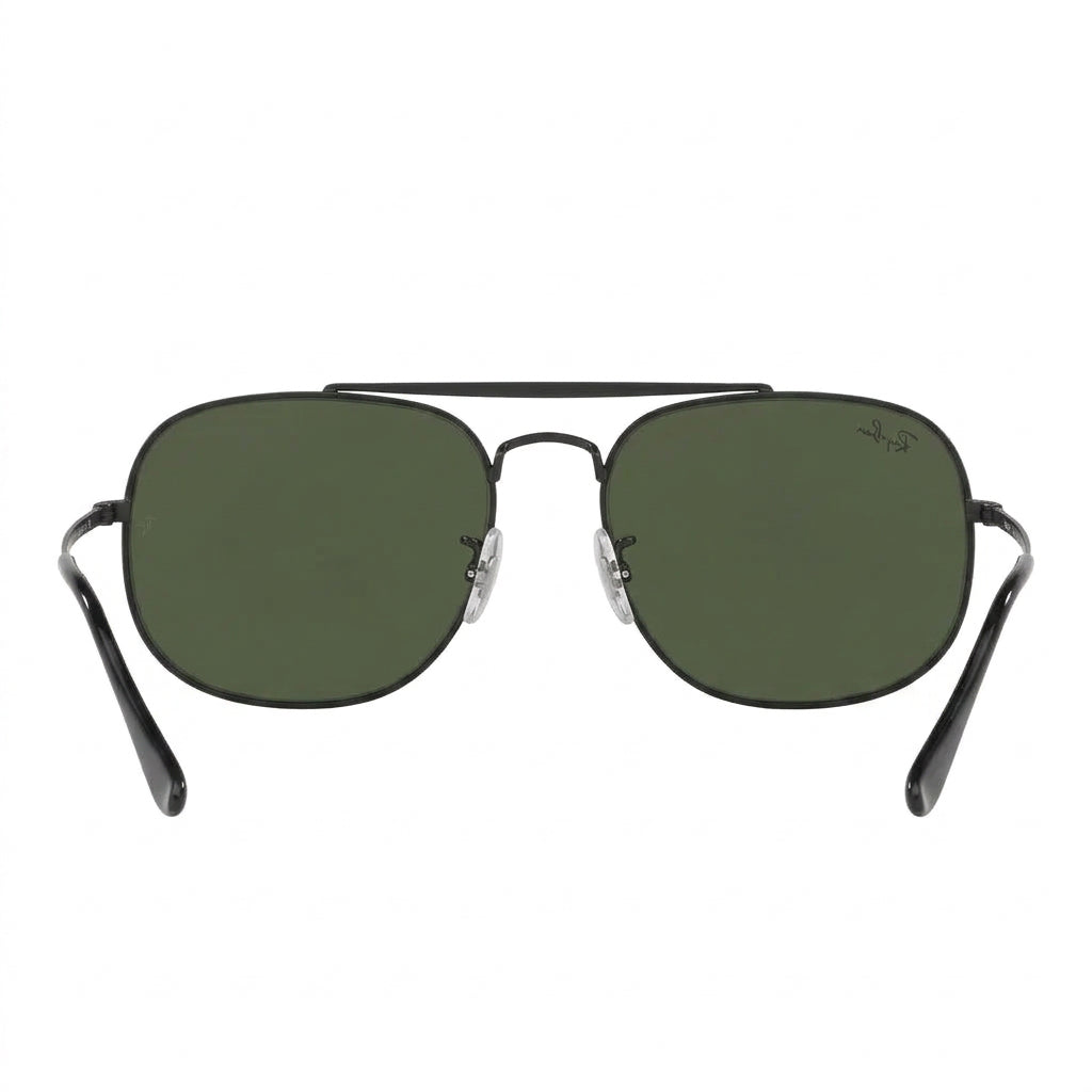 RayBan Original Classic 3561 002 The General Polished Black Metal Rim Dark Green Sunglasses
