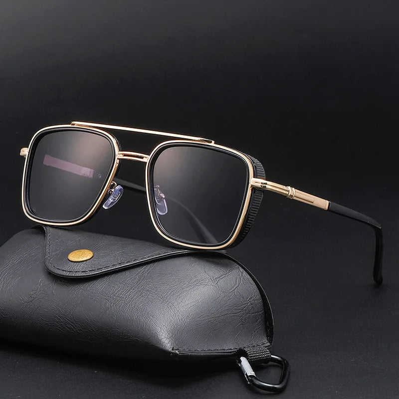 Style Retro Round-framed Golden Purple Sunglasses