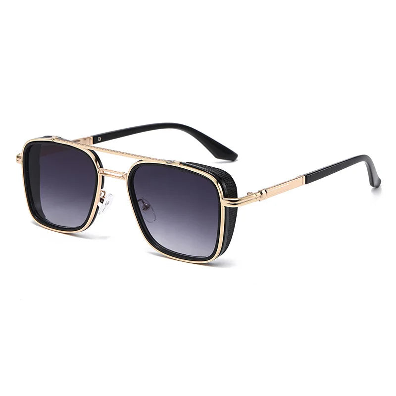 Style Retro Round-framed Golden Purple Sunglasses