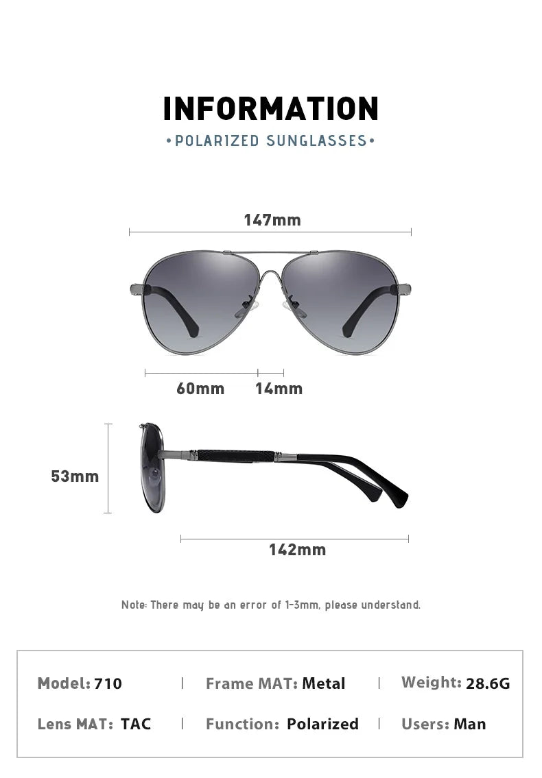 Metal Night Vision Black Polarized Sunglasses